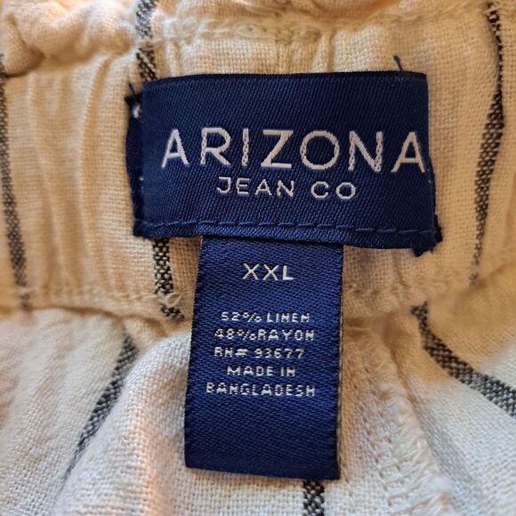 Arizona Jean Co Plus Size Women's XXL Linen Blend Natural Stripe Shorts NWT - Picture 7 of 10